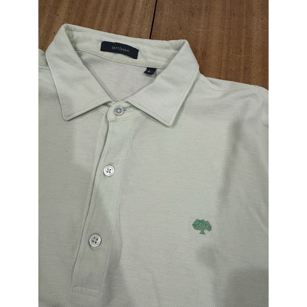 Turtleson Polo Shirt Mens L Green Pima Cotton‎ Golf Country Club Embroidery